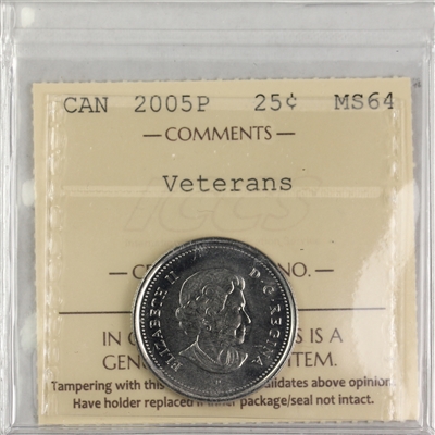 2005P Veterans Canada 25-cents ICCS Certified MS-64