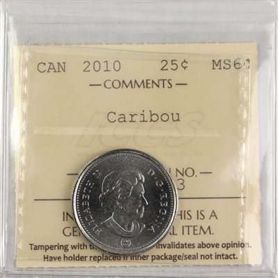 2010 Caribou Canada 25-cents ICCS Certified MS-64