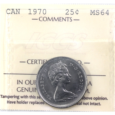 1970 Canada 25-cents ICCS Certified MS-64