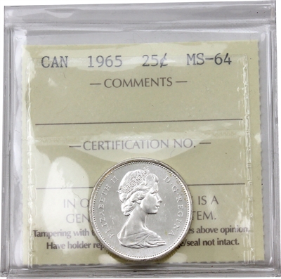 1965 Canada 25-cents ICCS Certified MS-64