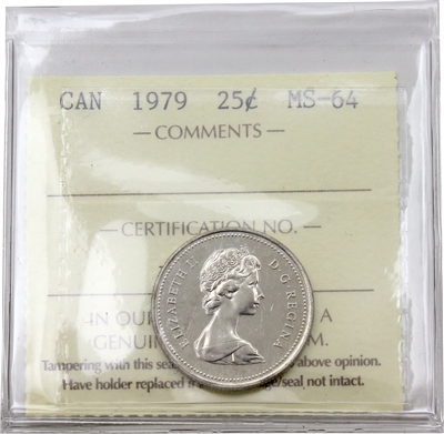 1979 Canada 25-cents ICCS Certified MS-64