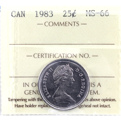 1983 Canada 25-cents ICCS Certified MS-66