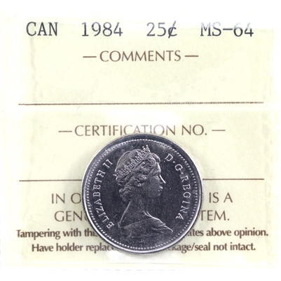 1984 Canada 25-cents ICCS Certified MS-64