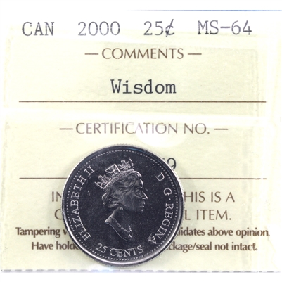 2000 Wisdom Canada 25-cents ICCS Certified MS-64