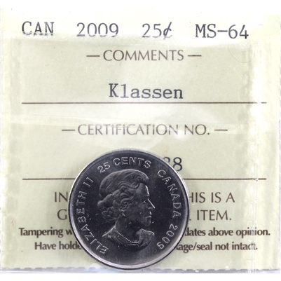 2009 Cindy Klassen Canada 25-cents ICCS Certified MS-64