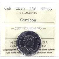 2010 Caribou Canada 25-cents ICCS Certified MS-65