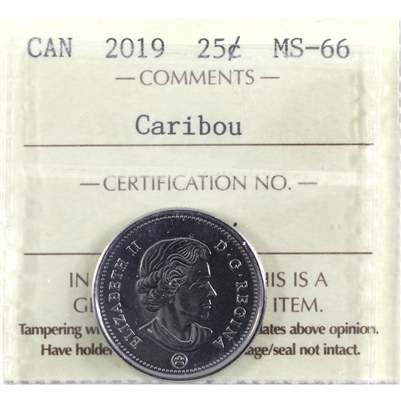 2019 Caribou Canada 25-cents ICCS Certified MS-66