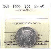 1900 Canada 25-cents ICCS Certified EF-40