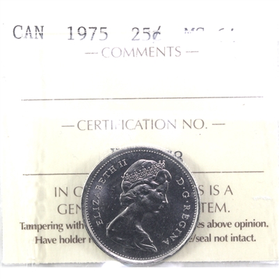 1975 Canada 25-cents ICCS Certified MS-64