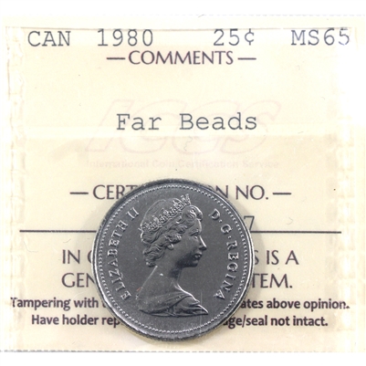 1980 Far Beads Canada 25-cents ICCS Certified MS-65