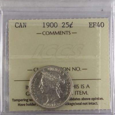 1900 Canada 25-Cents ICCS Certified EF-40 (XTQ 394)