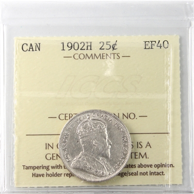 1902H Canada 25-cents ICCS Certified EF-40 (XRW 530)