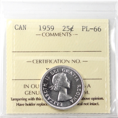 1959 Canada 25-cents ICCS Certified PL-66