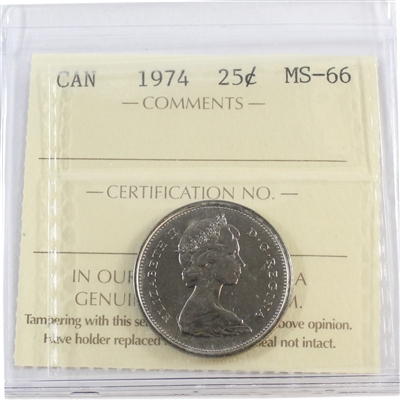 1974 Canada 25-cents ICCS Certified MS-66