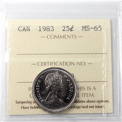 1983 Canada 25-cents ICCS Certified MS-65