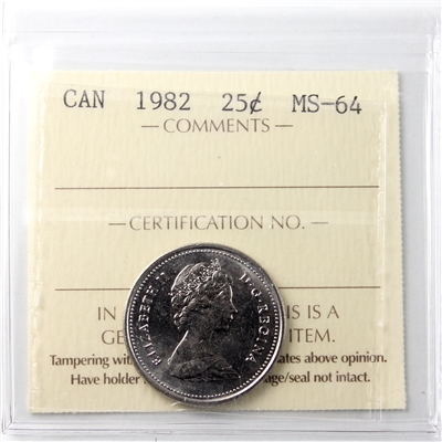 1982 Canada 25-cents ICCS Certified MS-64