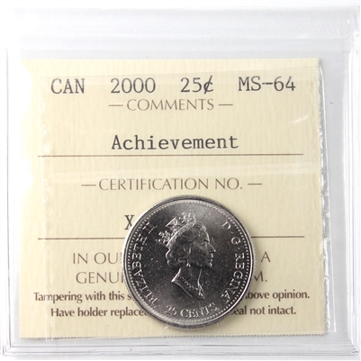 2000 Achievement Canada 25-cents ICCS Certified MS-64