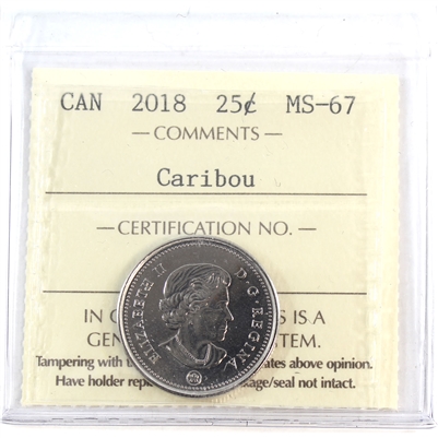 2018 Caribou Canada 25-cents ICCS Certified MS-67