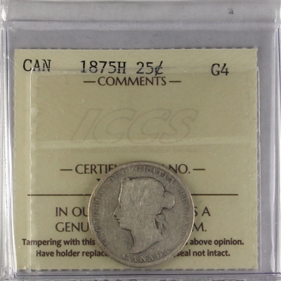 1875H Canada 25-cents ICCS Certified G-4