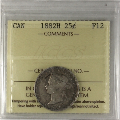 1882H Canada 25-cents ICCS Certified F-12