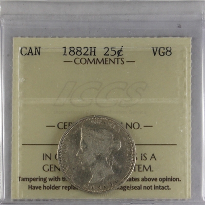 1882H Canada 25-cents ICCS Certified VG-8