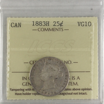 1883H Canada 25-cents ICCS Certified VG-10