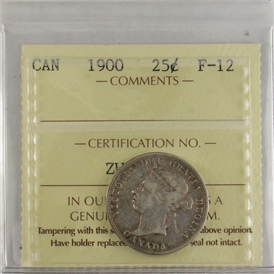 1900 Canada 25-Cents ICCS Certified F-12