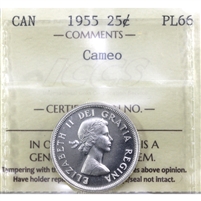 1955 Canada 25-cents ICCS Certified PL-66 Cameo