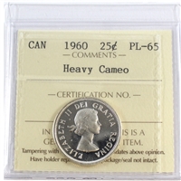 1960 Canada 25-cents ICCS Certified PL-65 Heavy Cameo