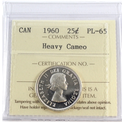 1960 Canada 25-cents ICCS Certified PL-65 Heavy Cameo