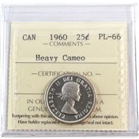1960 Canada 25-cents ICCS Certified PL-66 Heavy Cameo