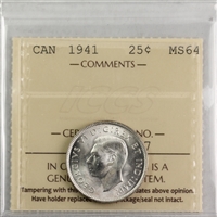 1941 Canada 25-cents ICCS Certified MS-64