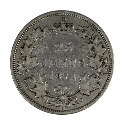 1871H Obv. 2 Canada 25-cents Fine (F-12) $