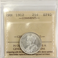 1912 Canada 25-cents ICCS Certified EF-40