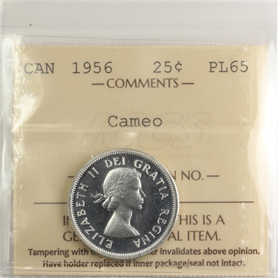 1956 Canada 25-cents ICCS Certified PL-65 Cameo