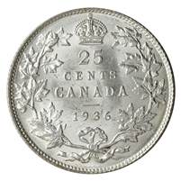 1936 Canada 25-cents UNC+ (MS-62) $