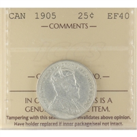 1905 Canada 25-cents ICCS Certified EF-40