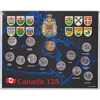 1992 Canada 125th Anniversary Collector Board with all 12x 25-cents & Parliament Loon