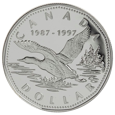 1997 Canada $1 10th Anniversary of the Loon Sterling Silver Proof Flying Loon