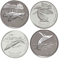 1998 Canada 50-cent Ocean Giants - Whales Sterling Silver 4-coin Set