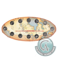 1999 Canada Millennium 12-coin 25-cent Set in Map of Canada Board