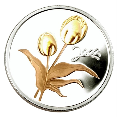 2002 50-cent Canadian Flora - Golden Tulip (#1) Sterling Silver