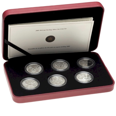 2005 Canada 50-cent Battle of Britain 6-coin Sterling Silver Set (Worn outer cardboard)