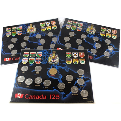Lot of 3x 1992, 1999 & 2000 Canada Commemorative 25-cent Black Map Boards, 3Pcs