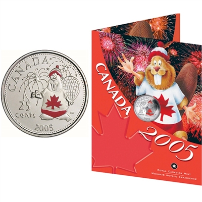 2005 Canada Day Coloured 25 Cents - Beaver