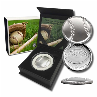 Monarch Curved 3D Baseball 1oz. .999 Fine Silver Round w Box (No Tax)