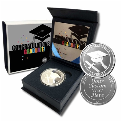 Monarch Congratulations Graduate Engravable 1oz. Fine Silver Round w Box (No Tax) Imp'd