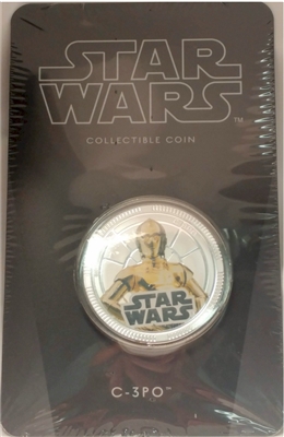 2011 Niue $1 Star Wars - C-3PO Silver Plated Coin in Card