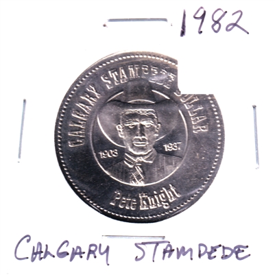 1982 Calgary Stampede Dollar Trade Token: Calf Roping & Pete Knight