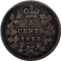 1870 Narrow Rim Canada 5-cents VF-EF (VF-30) $